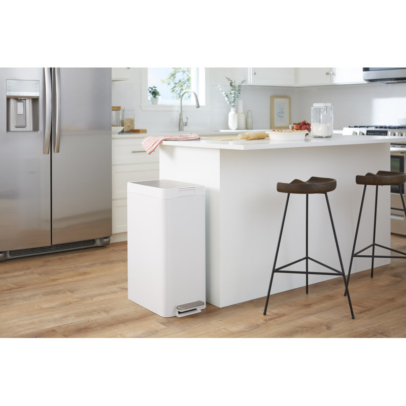 Kohler 13Gallon Stainless Steel Slim Step Trash Can With Bifold Lid